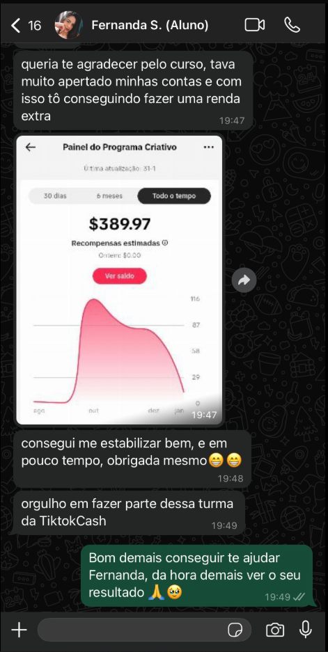 Print do depoimento da Fernanda S.