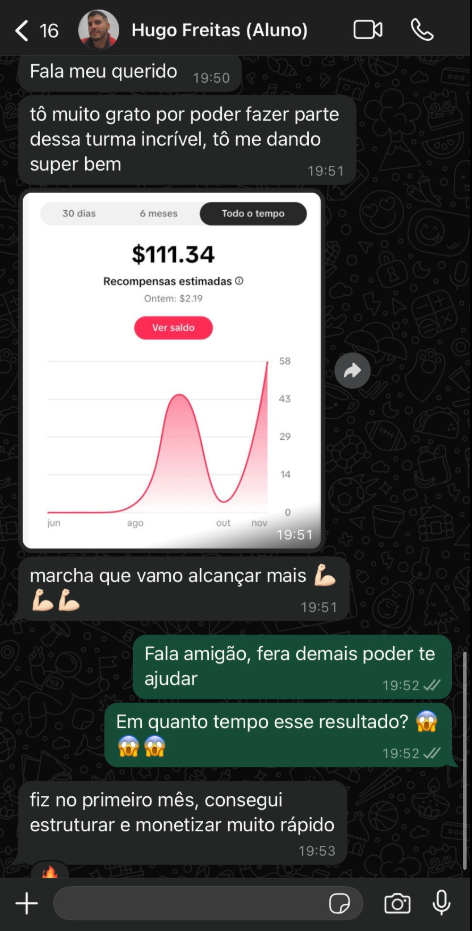 Print do depoimento de Hugo Freitas